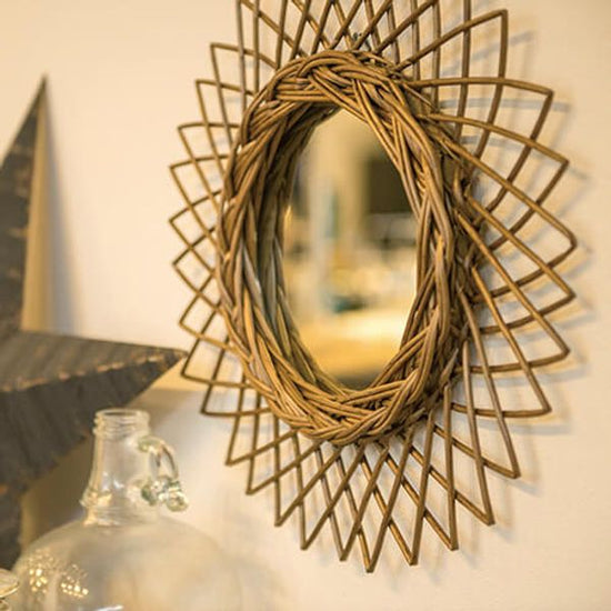 11643 Wicker mirror L brown