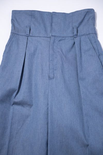 Super High Waist Belted Chinos(ICE BLUE)