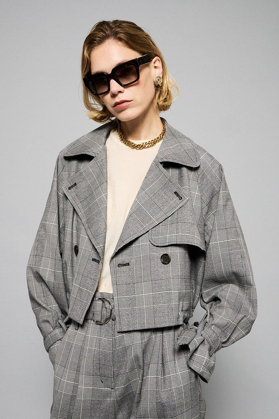 Marie Cropped Glen Plaid Jacket Cropped Glen Plaid Jacket