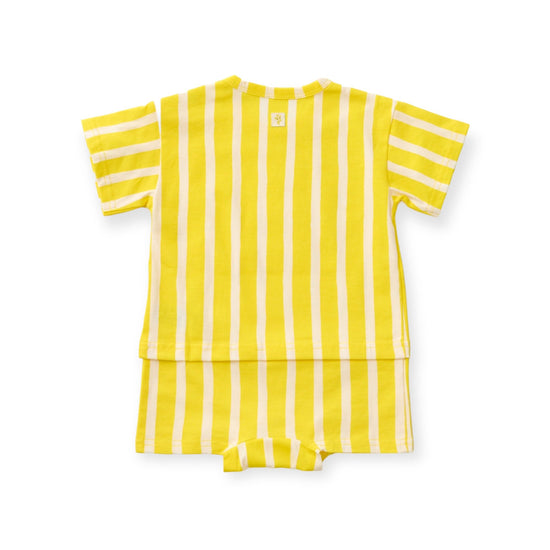 T-shirt Onesie Shorts Stripes Butter Yellow×Kinari