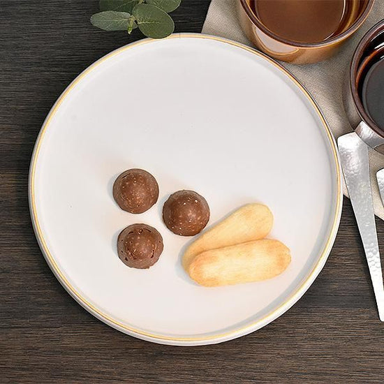 Fuchi Kinshiro Matte Kiridate Dish, Large, White, Japanese Tableware, Round Medium Dish, Made in Japan, Minoyaki