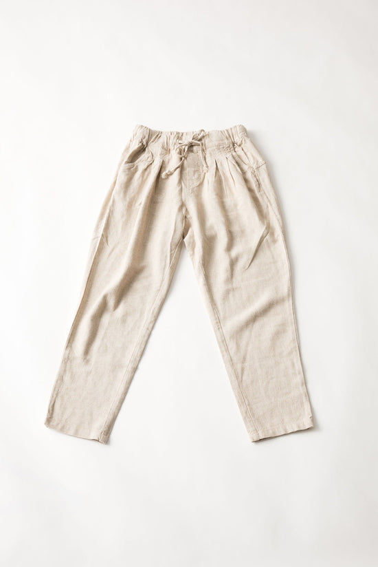 Linen Tapered Pants (Beige)