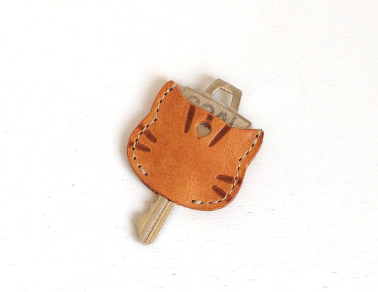 Tiger Pattern Key Cover Genuine Leather