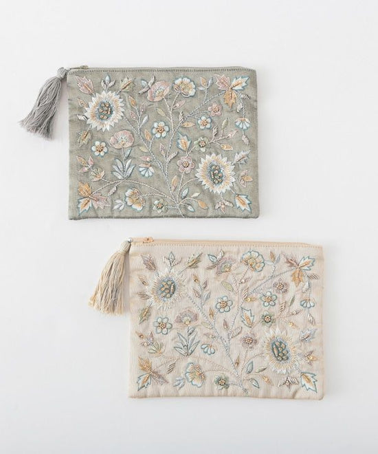 Beaded embroidery pouch L (2 colors) 20 x 15 cm M42-2488