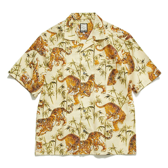 Japanese Pattern Aloha shirt.Tiger_white