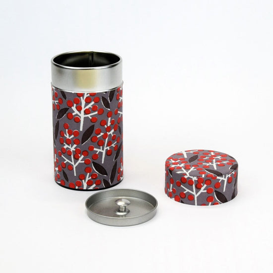 Kyoto Hand-dyed Washi, tea can (Nanten)