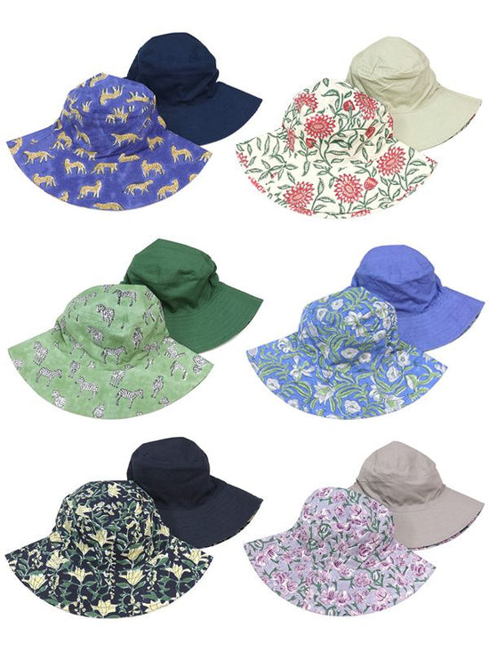 Block Print Cotton Reversible Hat (6 colors)