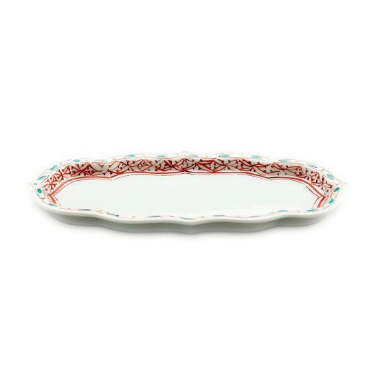 [Eisyou] Seven-size long woven plate, small pattern in red