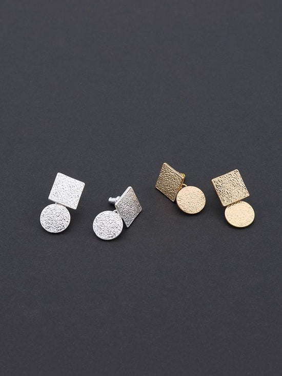 Metal marushikaku pierced earrings (2 colors)
