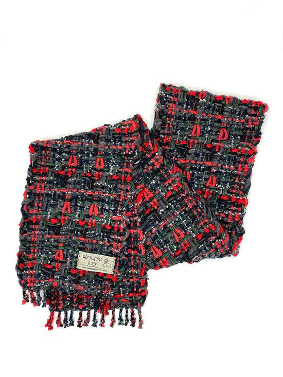 Handwoven tweed scarf | mid ♭132 [made with apparel leftover yarn]