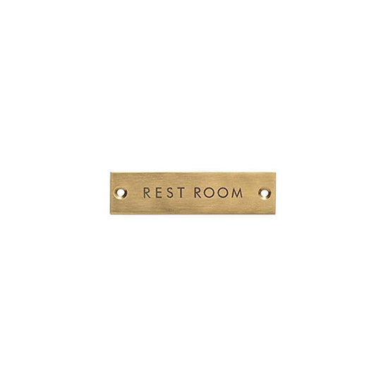 63955 [POSH MADE] sign plate REST ROOM antique gold