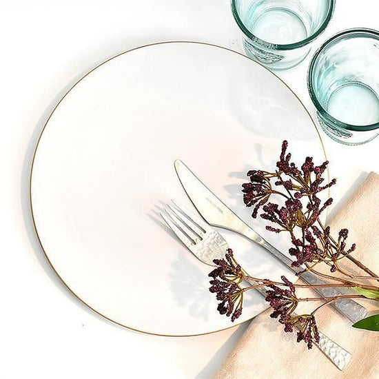 Fuchi Kin Bisque Mat 24cm Round Plate White Japanese Tableware Round Medium Plate Made in Japan Minoyaki, Stylish, Modern