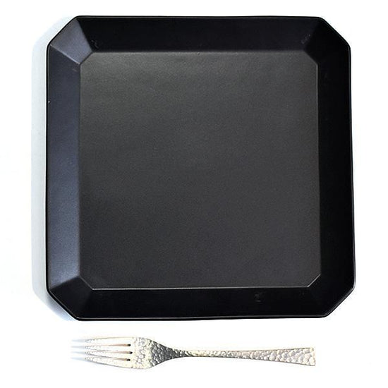 Depre Black Octagonal Plate L Black type Western tableware, regular square plate, shaped plate, made in Japan, Minoyaki, cafe style, stylish, modern