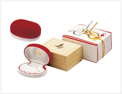 Bridal ring case for 2 longevity rings, with paulownia wood box and mizuhiki (watermark), 6 pieces, AO- RW100