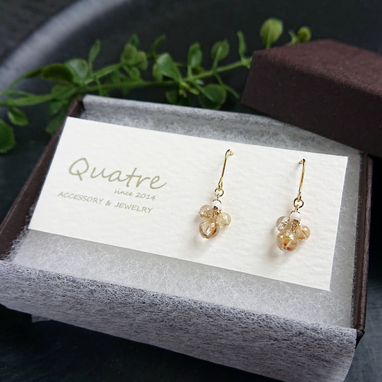 Rutile quartz Pierced earrings quatre