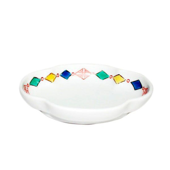 [Eisyou] 3" tsuba-shaped plate with lozenge design