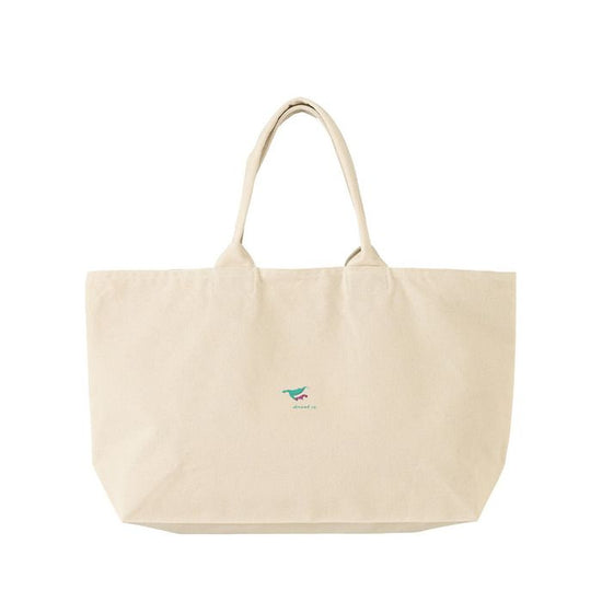 Zip tote bag [campus] natural "Humpback whale parent-child bond"