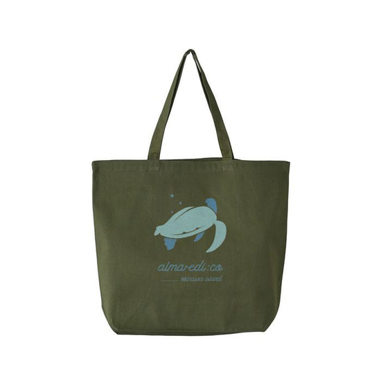 Basic tote bag [canvas] olive "Sea turtle".