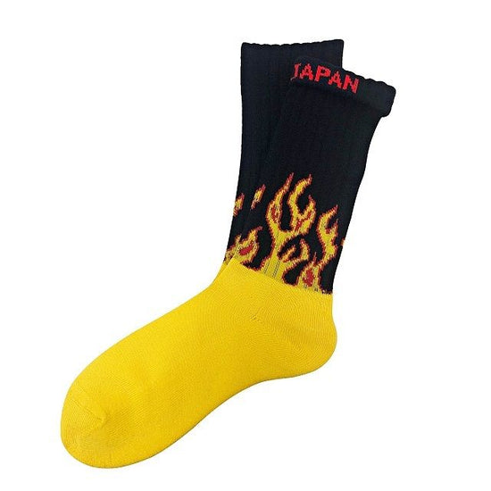 "Fire Burning -yellow-" Socks