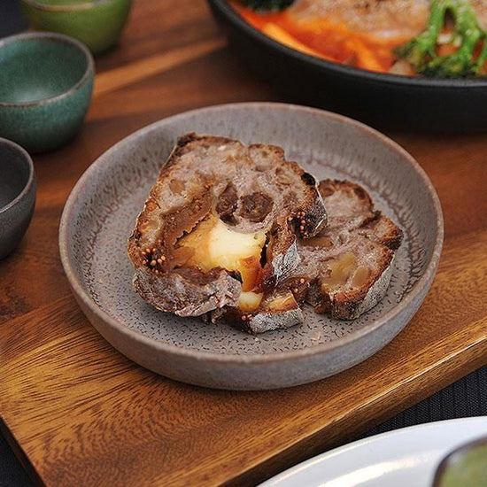 Cuisine Glaze Spume M Brown Western Tableware Round Plate, Made in Japan, Minoyaki, Stylish, Modern