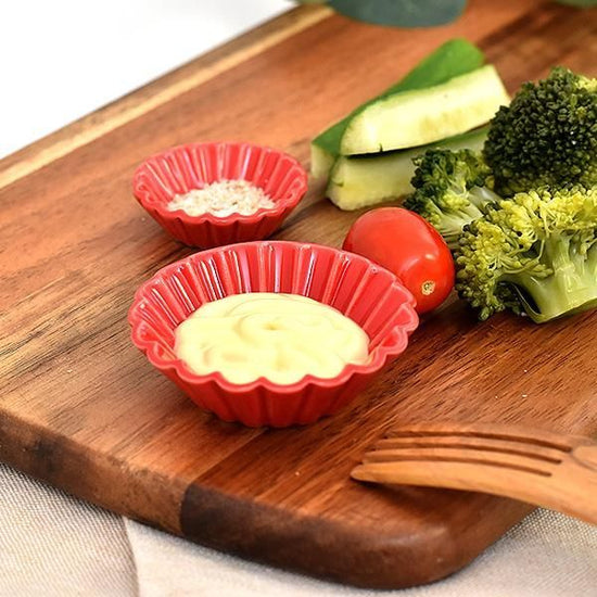 Red Baking Cup Round Large Red Type Western Tableware, Petit Bowl, Made in Japan, Minoyaki, Stylish, Modern