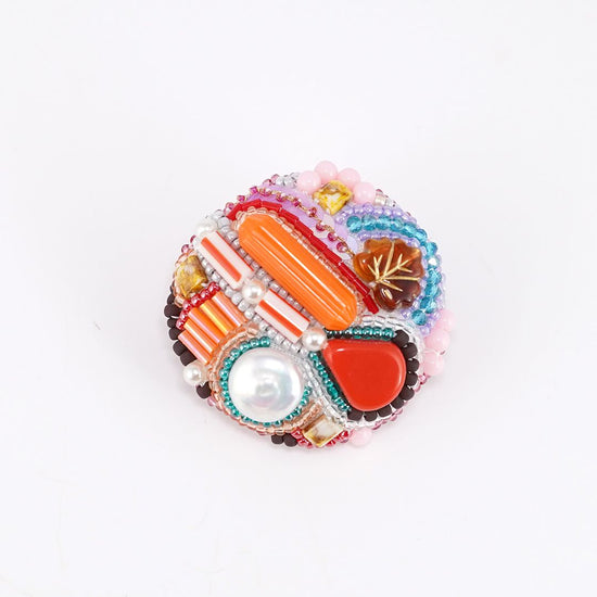 Exotic Brooch 1 Bead Embroidery Colorful