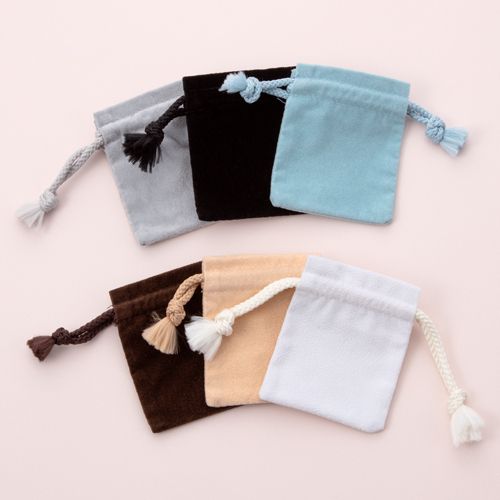 Accessory drawstring pouch, size L, square, suede-like fabric, 100 pcs/pack SC-061