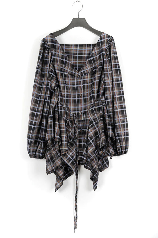 Ile-hem Check Blouse (Black)