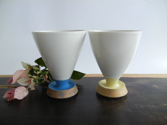White Porcelain Glass (blue and yellow)