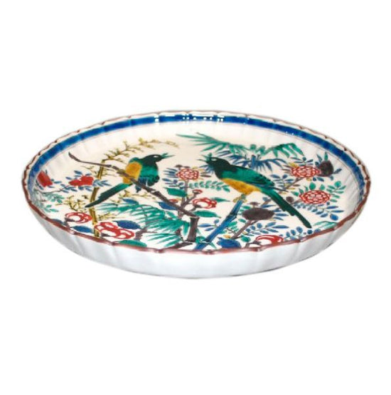[Eisyou] (Old) 8" Decorative Dish with Design of Birds (with Stamp)
