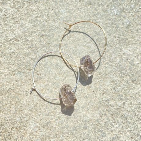 Simple Hoop Stone Pierced earrings