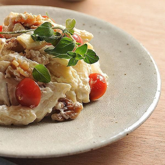 Rust plum and flower skin 7" plate, Japanese tableware, round medium plate, made in Japan, Minoyaki, stylish, modern