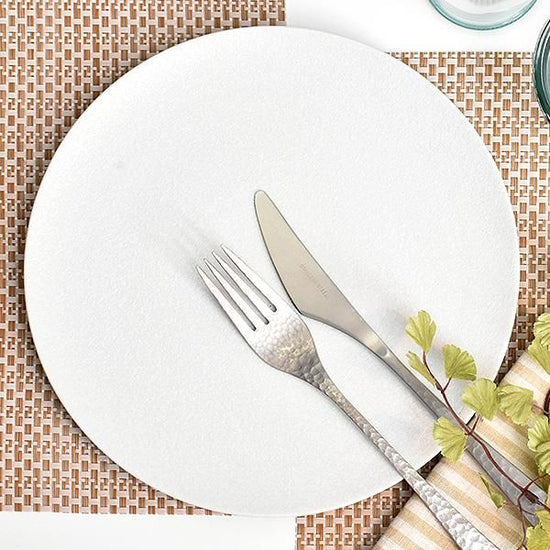 SHIRAFUKI FLAT PLATE 22cm, white type, Japanese tableware, round large plate, made in Japan, Minoyaki, stylish, modern