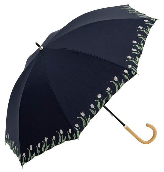 Long Umbrella with Tulip Embroidery
