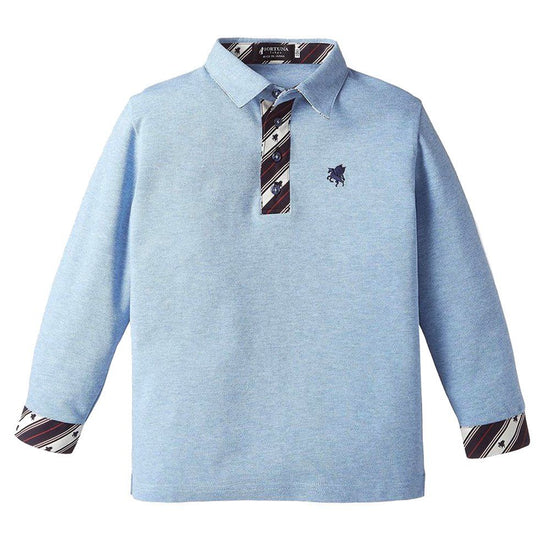 Baby / child polo shirt, long sleeves - 13. Miracle Pegasus Pattern Organic Cotton (Pink & Blue) [Birth Gift].