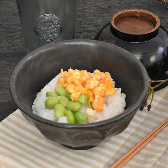 Linka Black Small Udonburi, black type, Japanese tableware, small bowl, made in Japan, Minoyaki, stylish, modern