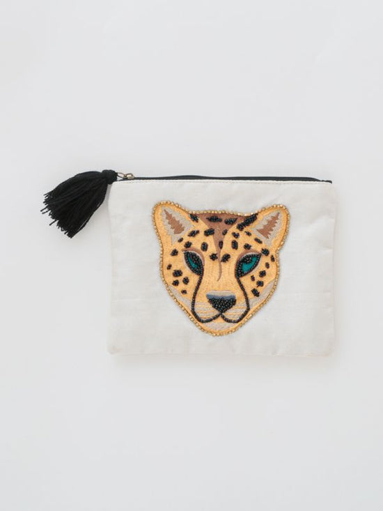 Leopard Embroidery Flat Pouch S (Small) M42-1677S