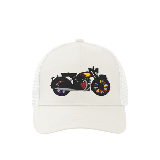 Vintage Motorcycle Large Embroidery / Mesh Cap