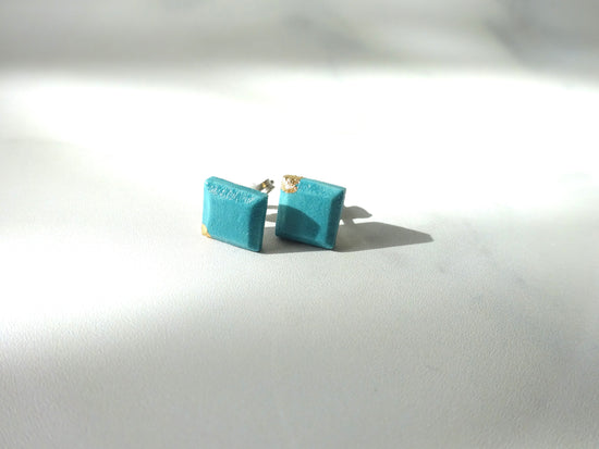 Kotsubu Ceramic Pierced Earrings Square Turquoise Color