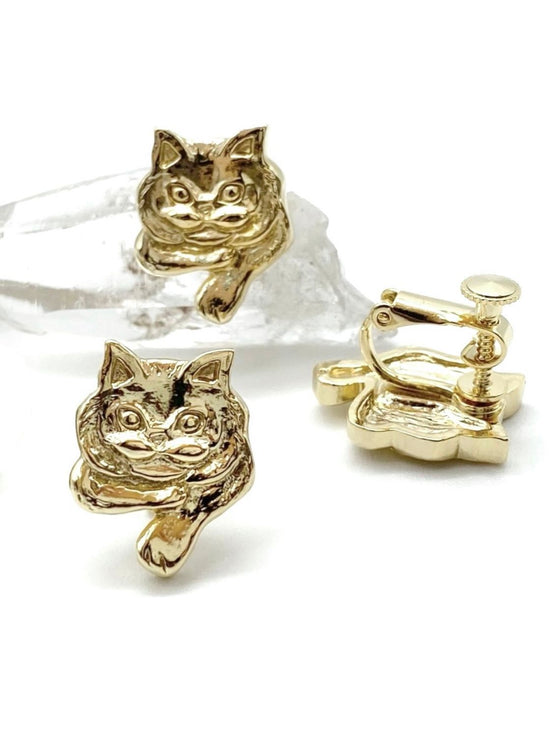 Oliver clip-on earrings | cat | gold