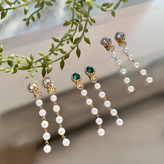 Long Pierced earrings and Clip-on earrings with Glitter Bijoux