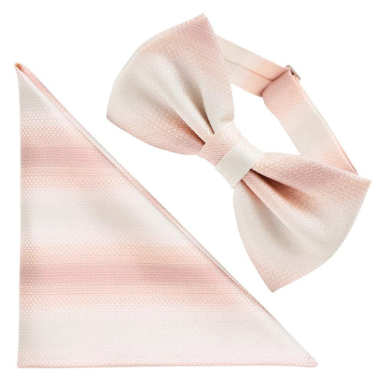 Bow Tie Nishijin Silk (Bow Tie) One Touch Pocket Chief Set - 12. Horizon Pink Made in Japan