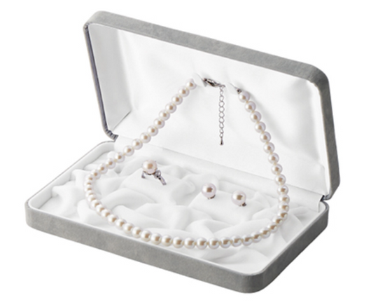 Pearl Necklace Case for 3 rings, clip-on earrings, and necklace set, SEIME series with interior crinkle finish, 6 pieces, AR-NER700