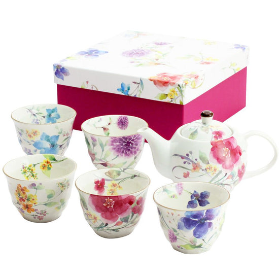 Flower Watercolor 5-Class Pot Tea Set (01823)
