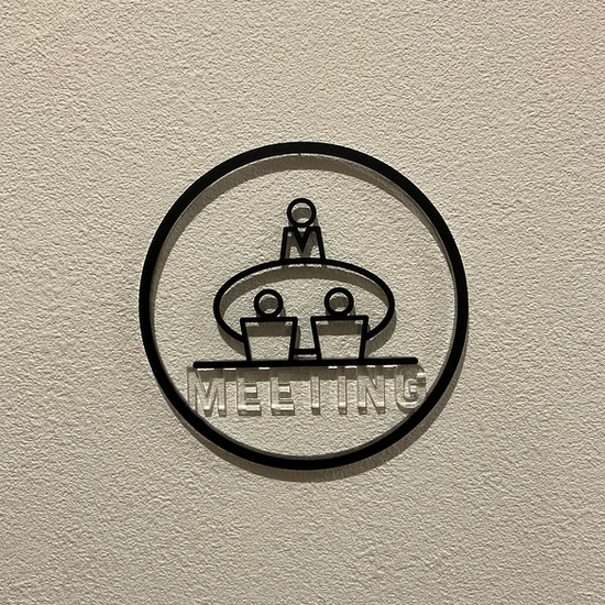 Room Sign for MEETING Wall-Mounted Floating Icon Clear Lettering