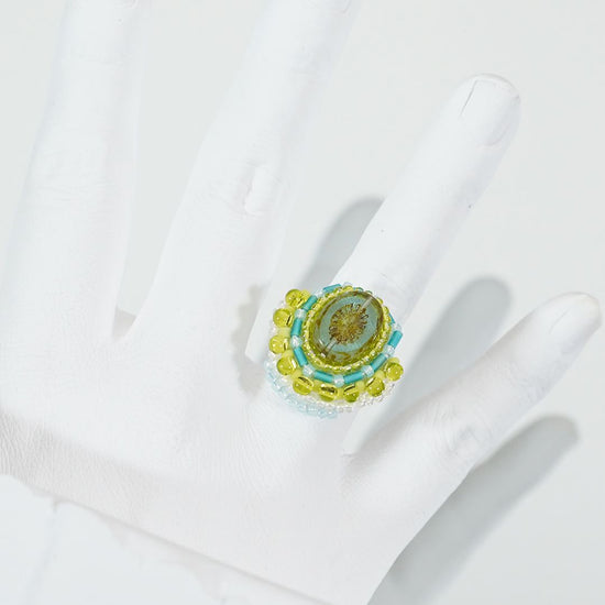 Also for scarf clasp! Chatty ring 130 free size bead embroidery ring clear color large ring