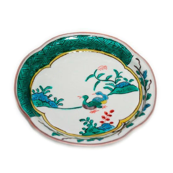 [Eisyou] Bird design on a wooden gourd dish