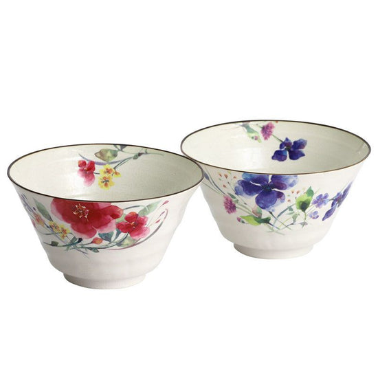 Flower Watercolor Pair Noodle Bowl (01829)