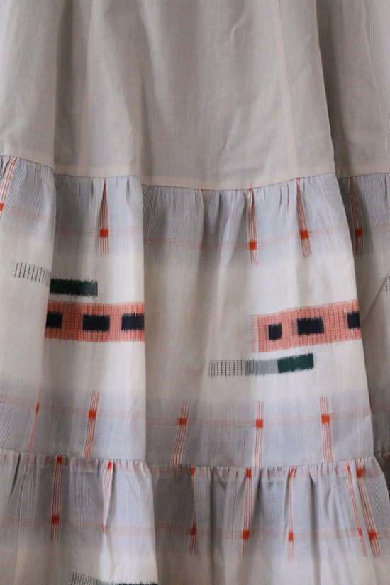 Lattice Pattern -Meisen Teered Skirt-Beige