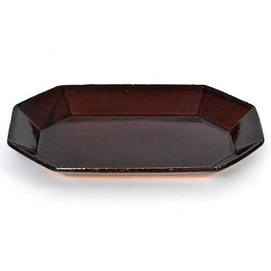 Angle Pasta Bowl Brown Brown Western Tableware Deformed Plate Made in Japan Minoyaki Cafe Style Stylish Modern